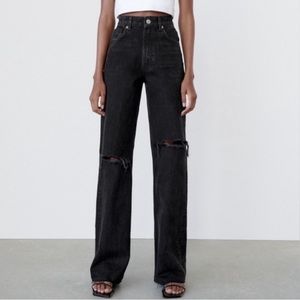 Zara Wide Leg Rip Jeans